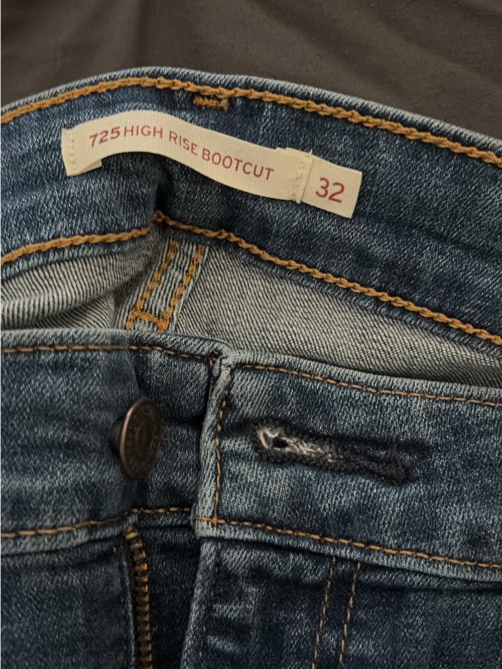 Levi's 725 High Rise Bootcut Jeans - Blue with Tan Stitching